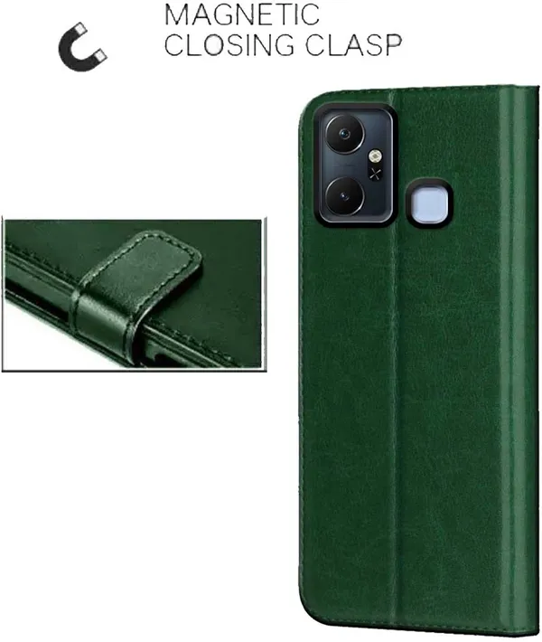 Green_Artificial_Leather_Infinix_Smart_6_Plus_Back_Cover