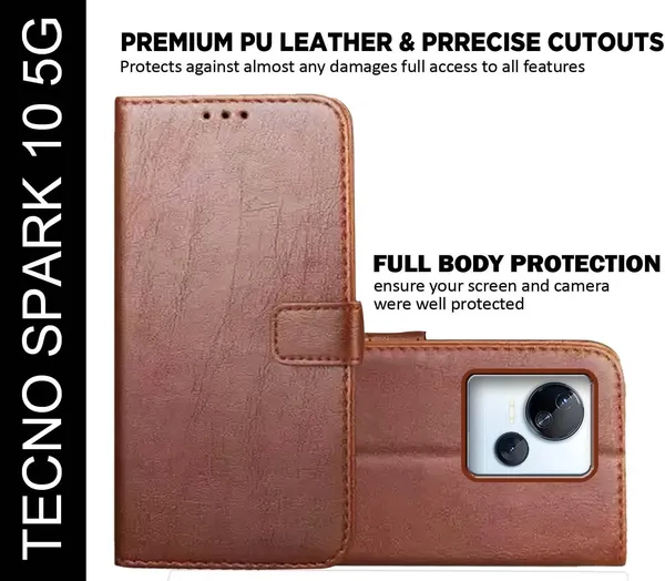 Brown_Artificial_Leather_Tecno_Spark_10_5G_Back_Cover