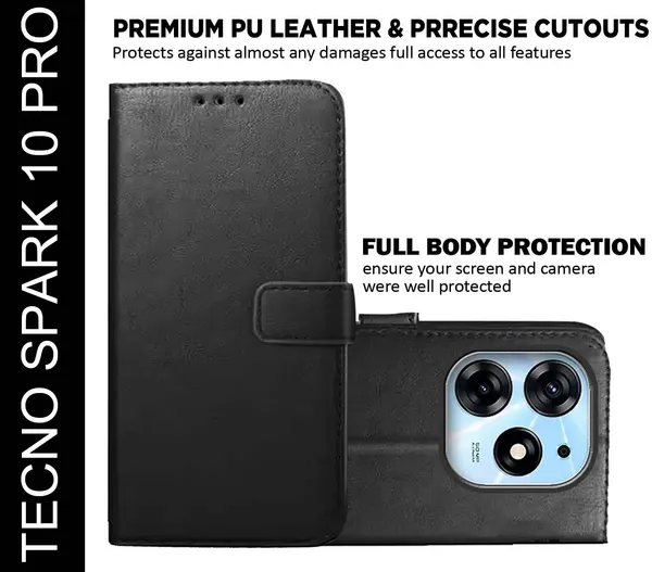 Black_Artificial_Leather_Tecno_Spark_10_pro_Back_Cover