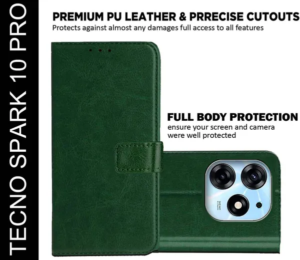 Green_Artificial_Leather_Tecno_Spark_10_pro_Back_Cover