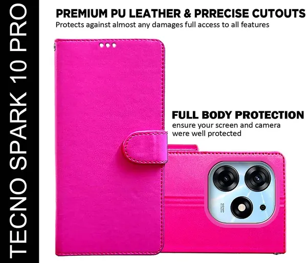 Pink_Artificial_Leather_Tecno_Spark_10_pro_Back_Cover