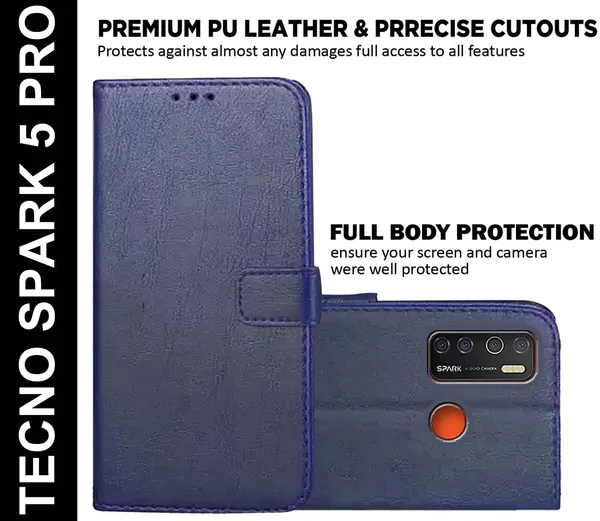 Blue_Artificial_Leather_Tecno_Spark_5_Pro_Back_Cover