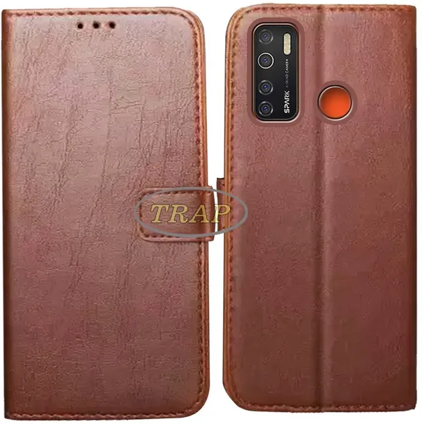 Brown_Artificial_Leather_Tecno_Spark_5_Pro_Back_Cover