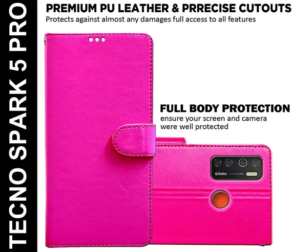 Pink_Artificial_Leather_Tecno_Spark_5_Pro_Back_Cover