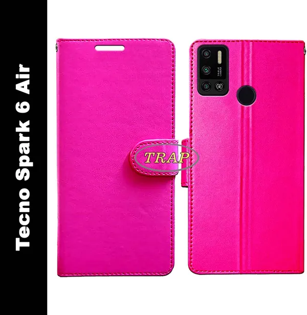 Pink_Artificial_Leather_Tecno_Spark_6_Air_Back_Cover