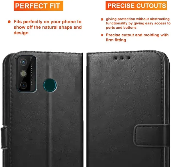 Black_Artificial_Leather_Tecno_Spark_6_GO_Back_Cover
