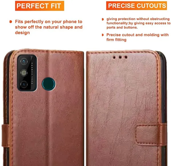Brown_Artificial_Leather_Tecno_Spark_6_GO_Back_Cover