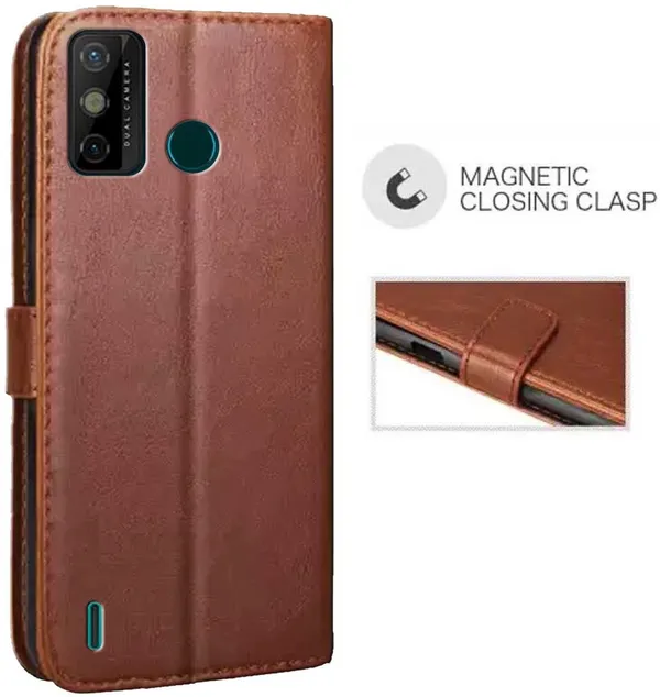 Brown_Artificial_Leather_Tecno_Spark_6_GO_Back_Cover
