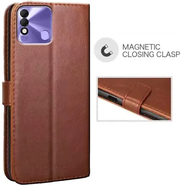 Brown_Artificial_Leather_Tecno_Spark_8_Back_Cover