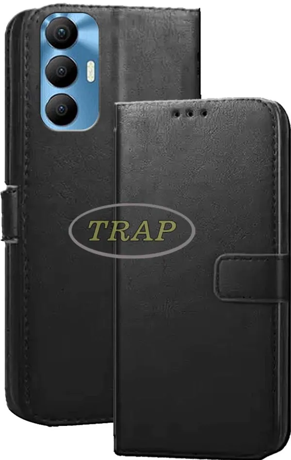 Black_Artificial_Leather_Spark_8_Pro_Back_Cover