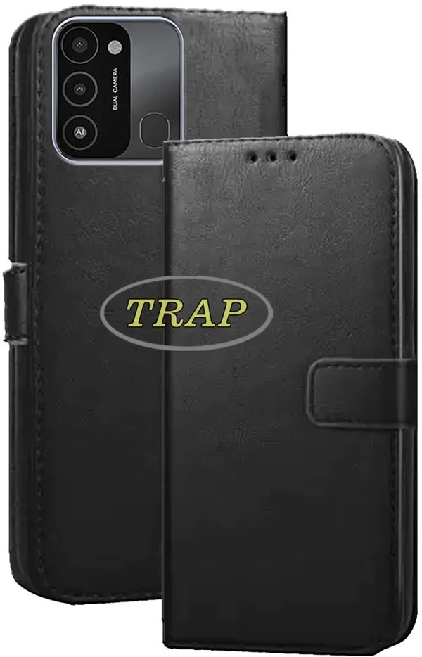 Black_Artificial_Leather_Tecno_Spark_8C_Back_Cover
