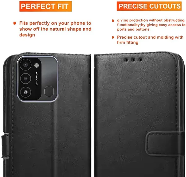 Black_Artificial_Leather_Tecno_Spark_8C_Back_Cover