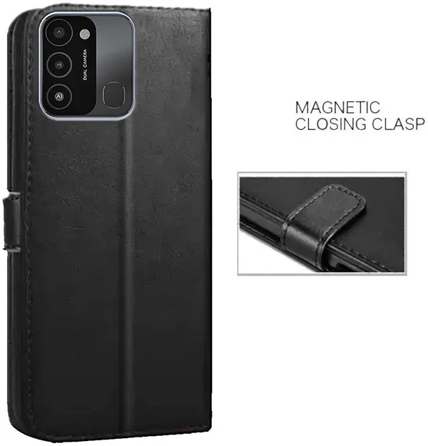 Black_Artificial_Leather_Tecno_Spark_8C_Back_Cover