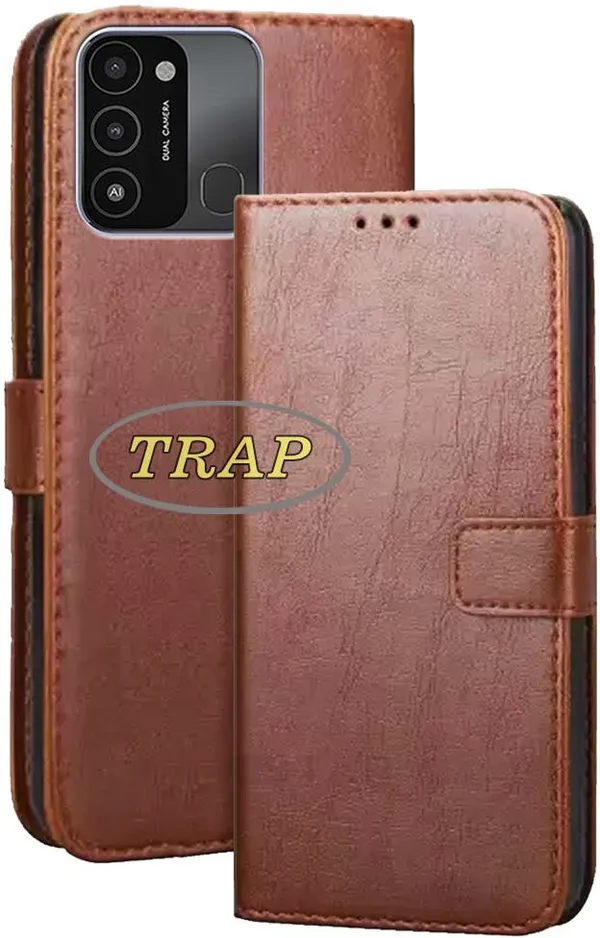 Brown_Artificial_Leather_Tecno_Spark_8C_Back_Cover