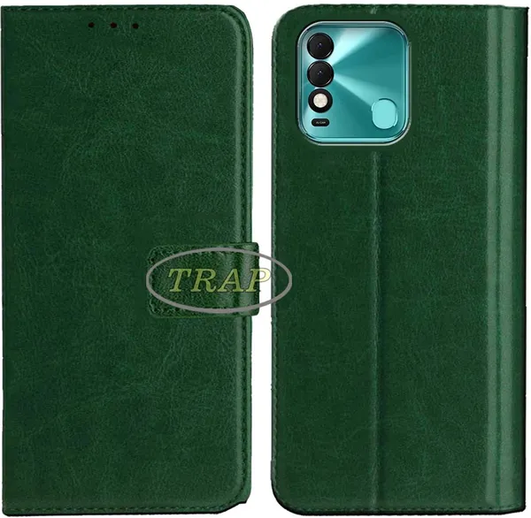 Green_Artificial_Leather_Tecno_Spark_8T_Flip_Cover