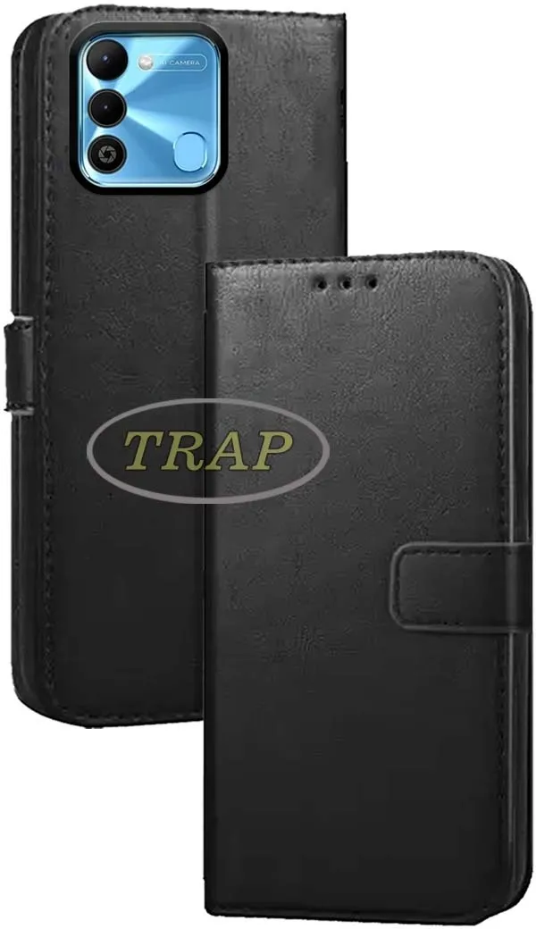 Black_Artificial_Leather_Tecno_Spark_9_Back_Cover