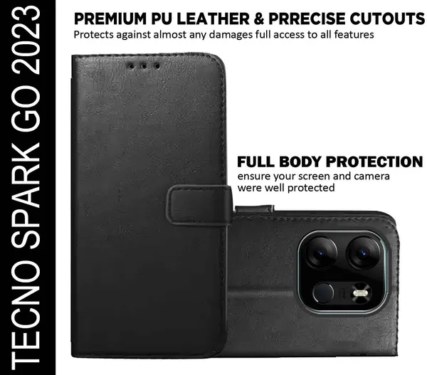 Black_Artificial_Leather_Tecno_Spark_GO_2023_Back_Cover