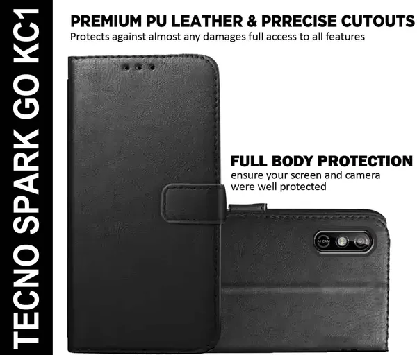 Black_Artificial_Leather_Tecno_Spark_GO_KC1_Back_Cover