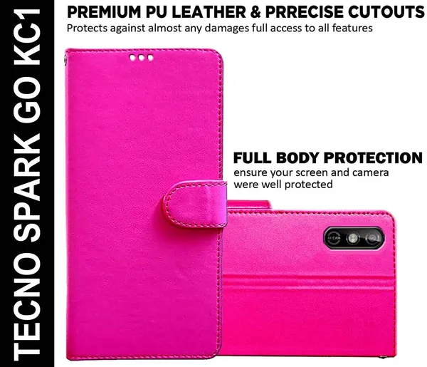 Pink_Artificial_Leather_Tecno_Spark_GO_KC1_Back_Cover