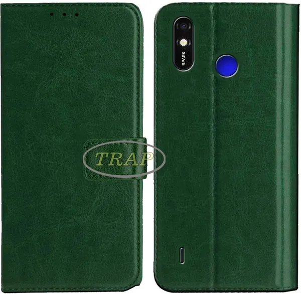 Green_Artificial_Leather_Tecno_Spark_GO_Plus_Flip_Cover