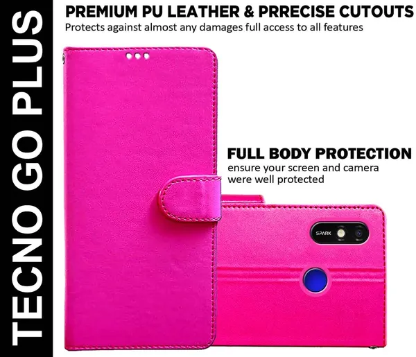 Pink_Artificial_Leather_Tecno_Spark_GO_Plus_Flip_Cover