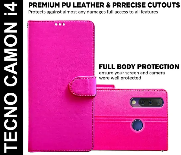 Pink_Artificial_Leather_Tecno_Camon_i4_Back_Cover