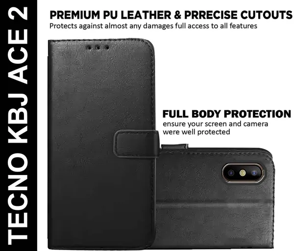 Black_Artificial_Leather_Tecno_KBJ_Ace_2_Back_Cover