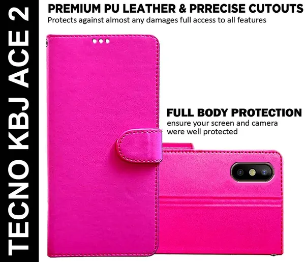 Pink_Artificial_Leather_Tecno_KBJ_Ace_2_Back_Cover