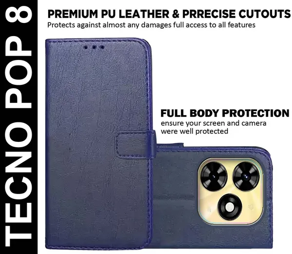 Blue_Artificial_Leather_Tecno_Pop_8_Back_Cover