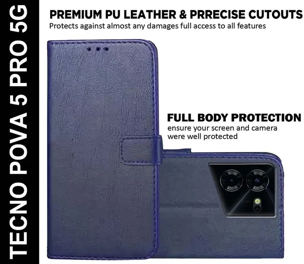 Blue_Artificial_Leather_Tecno_Pova_5_Pro_5G_Back_Cover