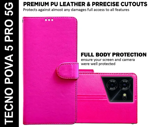 Pink_Artificial_Leather_Tecno_Pova_5_Pro_5G_Back_Cover