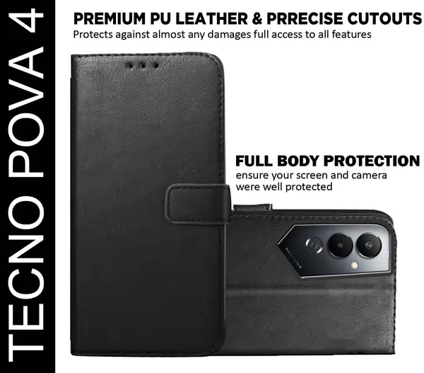 Black_Artificial_Leather_Tecno_Pova_4_Back_Cover