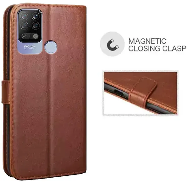 Brown_Leather_Tecno_Pova_Flip_Cover