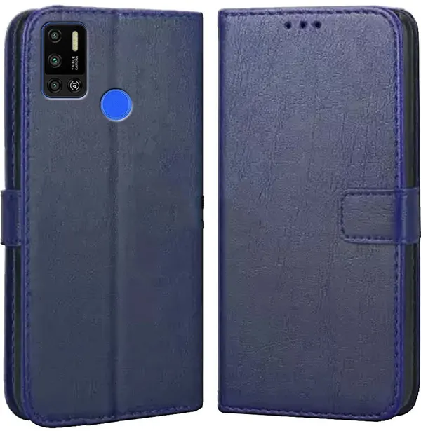 Blue_Leather_Tecno_Spark_6_Air_Flip_Cover
