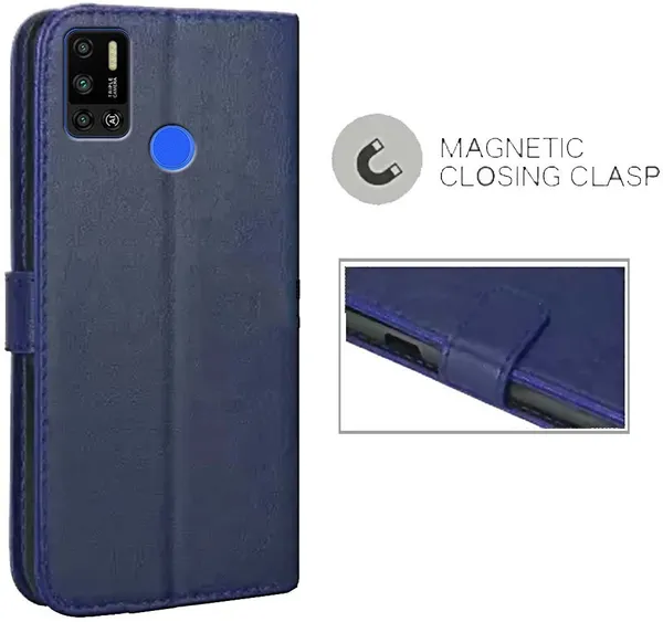 Blue_Leather_Tecno_Spark_6_Air_Flip_Cover