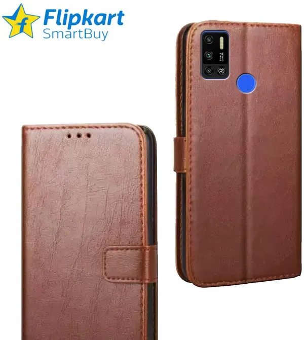 Brown_Leather_Tecno_Spark_6_Air_Flip_Cover