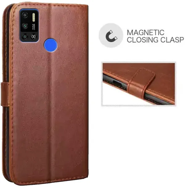 Brown_Leather_Tecno_Spark_6_Air_Flip_Cover