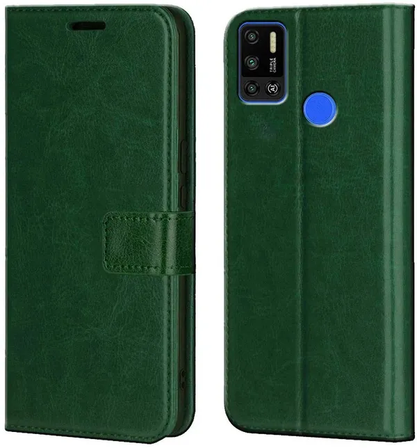 Green_Leather_Tecno_Spark_6_Air_Flip_Cover