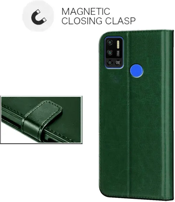 Green_Leather_Tecno_Spark_6_Air_Flip_Cover