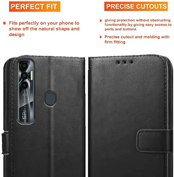 Black_Artificial_Leather_Tecno_Spark_7_Pro_Flip_Cover