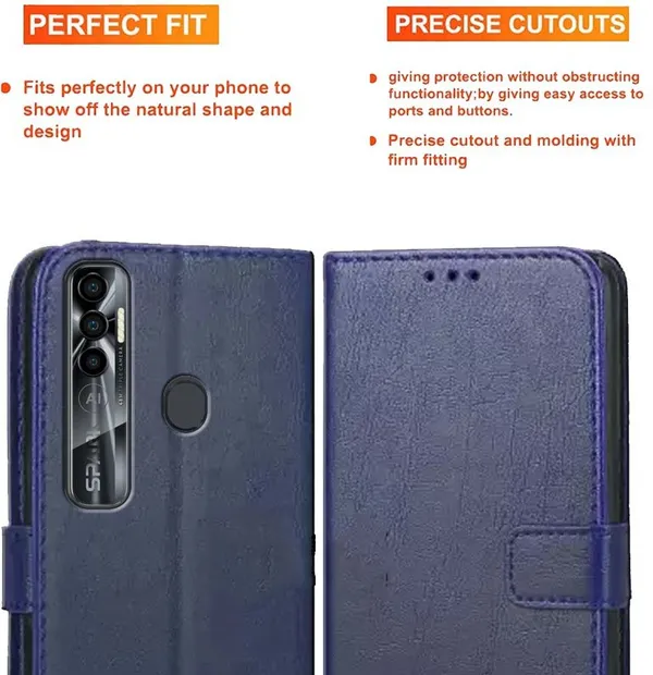 Blue_Artificial_Leather_Tecno_Spark_7_Pro_Flip_Cover