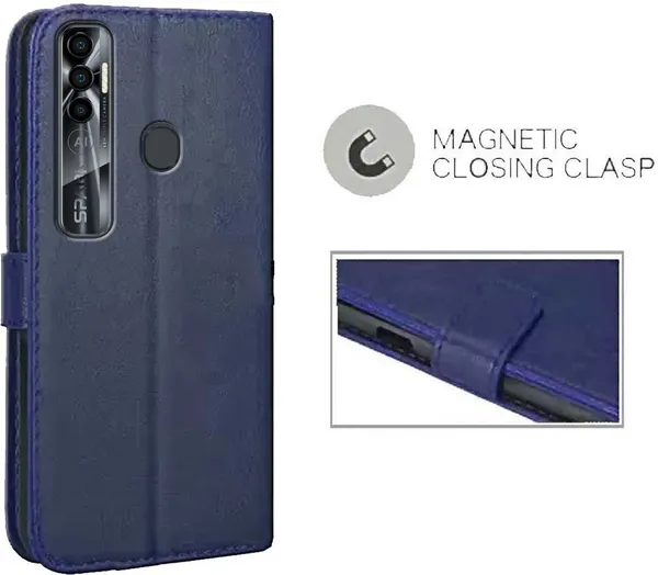 Blue_Artificial_Leather_Tecno_Spark_7_Pro_Flip_Cover
