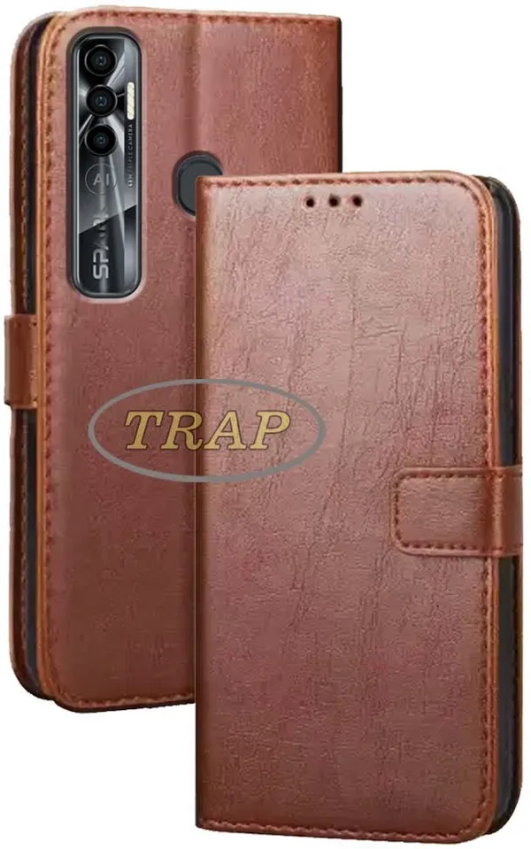 Brown_Artificial_Leather_Tecno_Spark_7_Pro_Flip_Cover