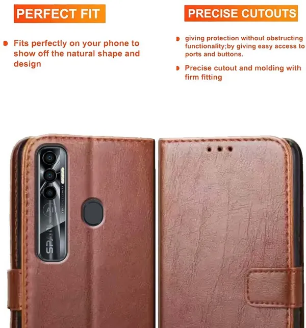 Brown_Artificial_Leather_Tecno_Spark_7_Pro_Flip_Cover
