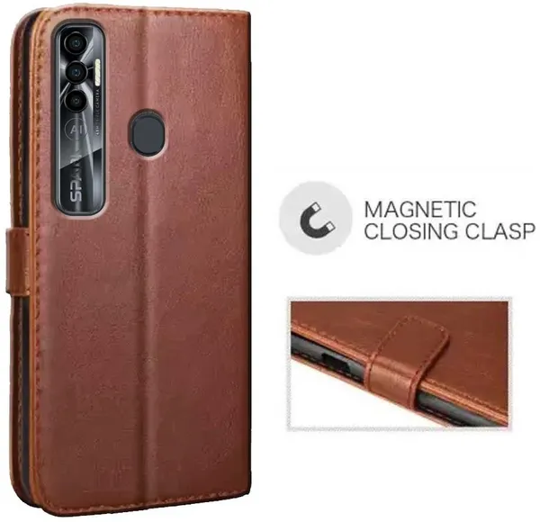 Brown_Artificial_Leather_Tecno_Spark_7_Pro_Flip_Cover