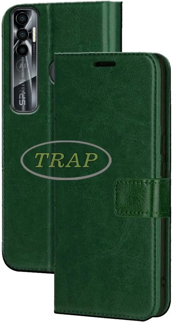 Green_Artificial_Leather_Tecno_Spark_7_Pro_Flip_Cover