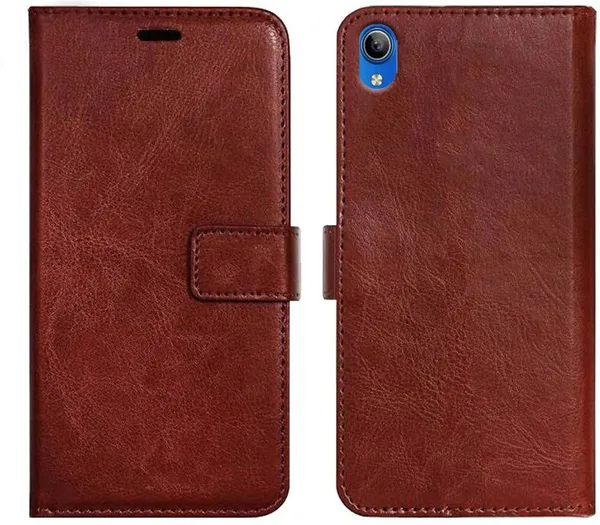 Brown_Artificial_Leather_Vivo_Y91i&Vivo_Y1s_Wallet_Case_Cover