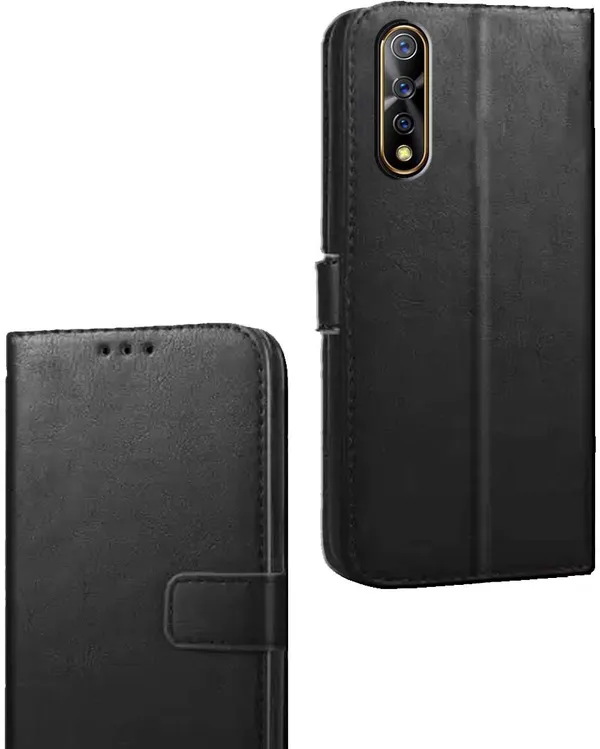 Black_Artificial_Leather_Vivo_S1_Flip_Cover