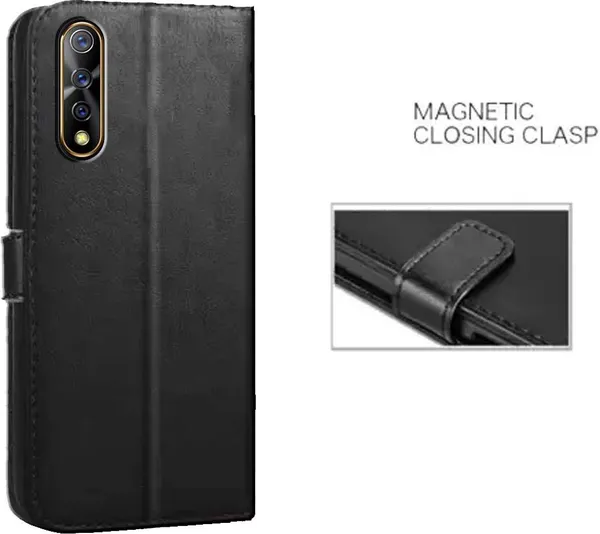 Black_Artificial_Leather_Vivo_S1_Flip_Cover