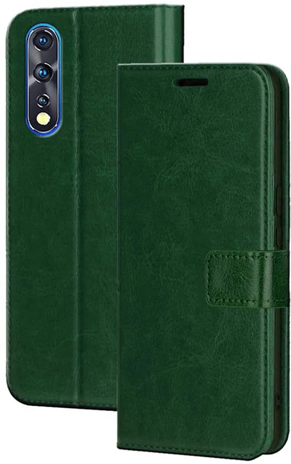 Green_Artificial_Leather_Vivo_S1_Flip_Cover